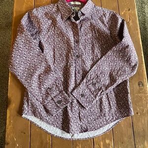 L.L. Bean Purple Floral Button Down Shirt